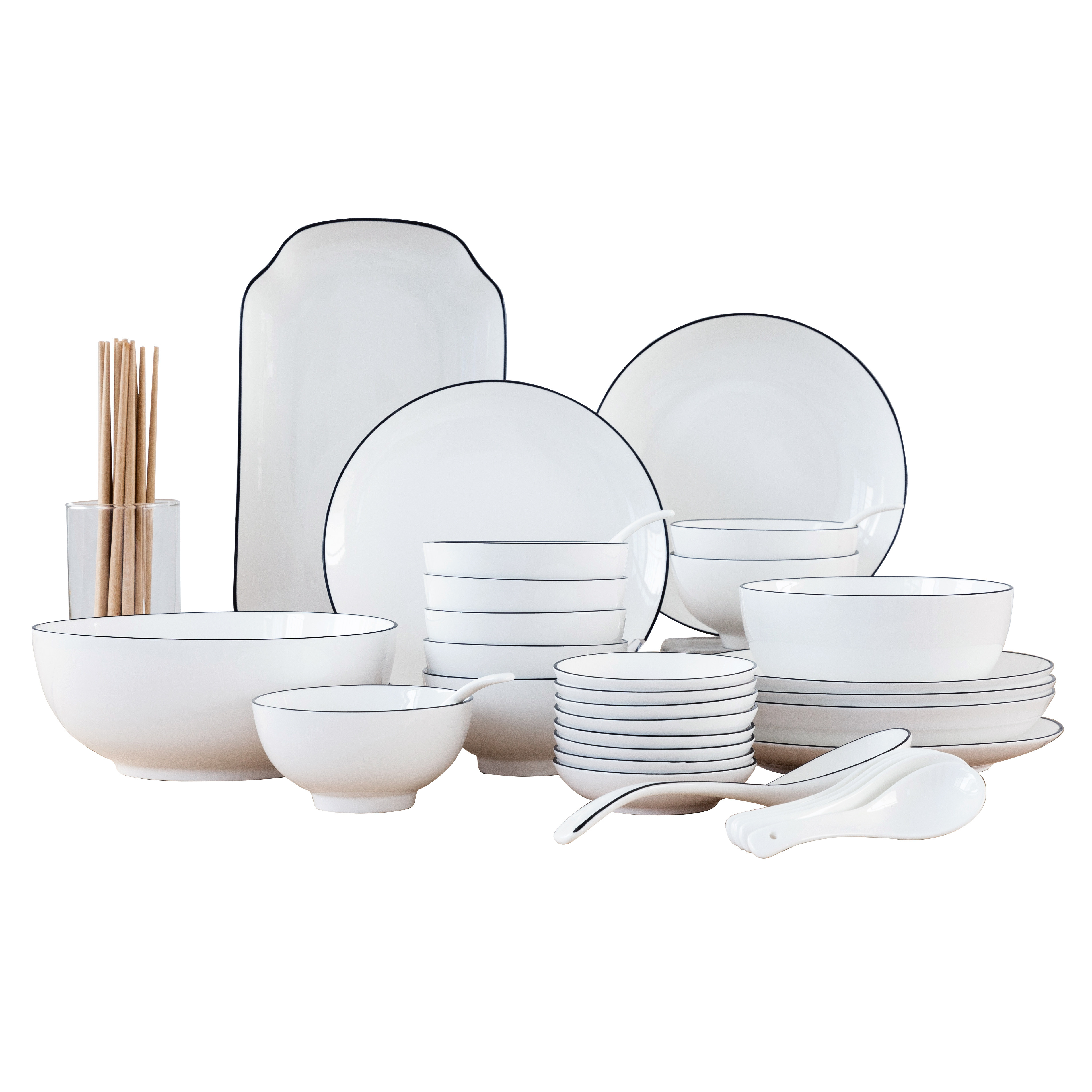 简约北欧餐具家居碗碟碗筷套装日式餐具碗盘家用陶瓷碗盘子釉下彩