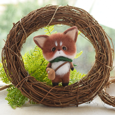 仟樱羊毛毡 戳戳乐材料包手工diy森系小狐狸 摆件萌物背包狐狸