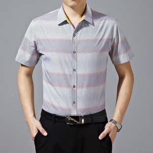 短袖t恤 商务绅士正装领导气质左右牌 男士衬衫条纹短袖t恤衫polo衫体