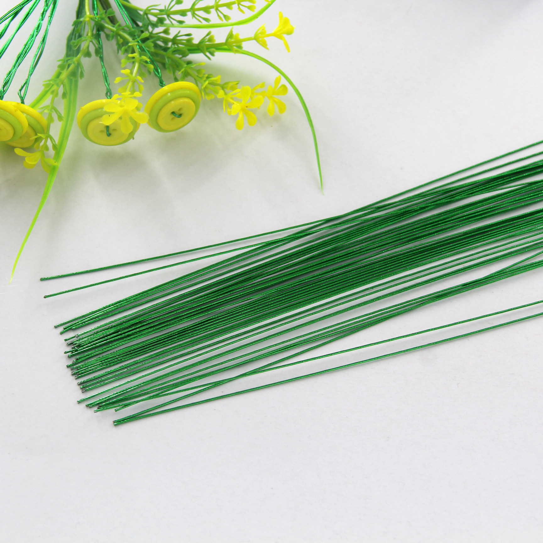 批发22号diy常用绿色铁丝丝网花材料串珠花朵叶脉纽扣花铁丝创萱