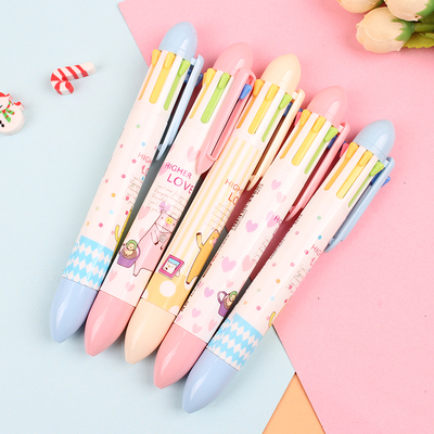 日韩文具 七色圆珠笔 0.5mm真彩创意卡通彩色圆珠笔 120098彩色笔