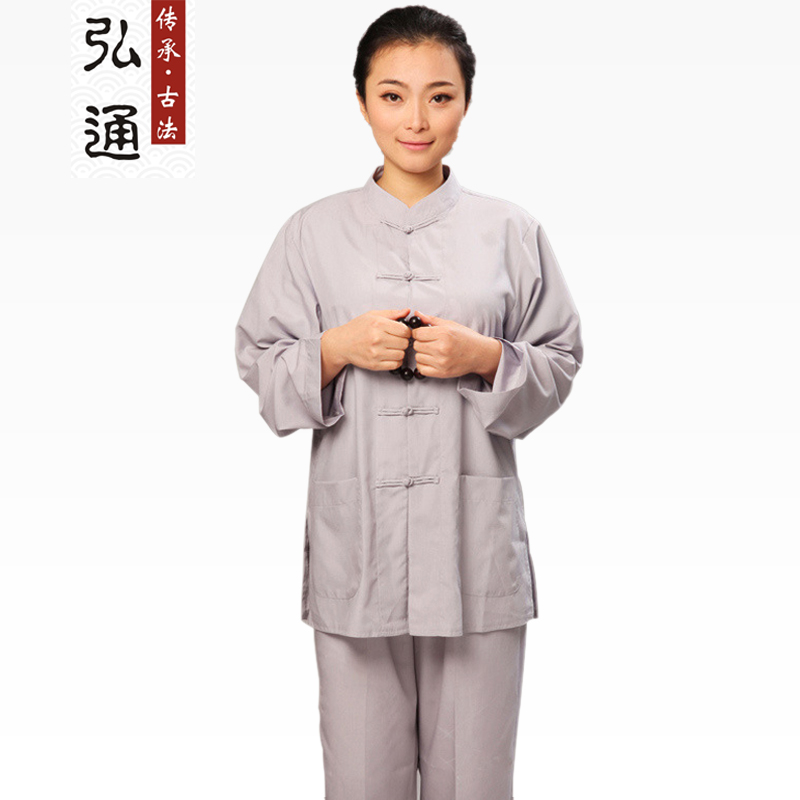 【弘通】淺灰色佛教禪修居士服僧服套裝 女款秋冬佛教用品