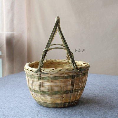 竹编篮子 家用 纯手工竹制品收纳筐 手提 水果篮 农家竹筐小竹篓