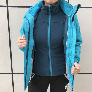迪卡侬正品quechua女士防寒耐磨防水防风保暖摇粒绒冲锋衣三合一