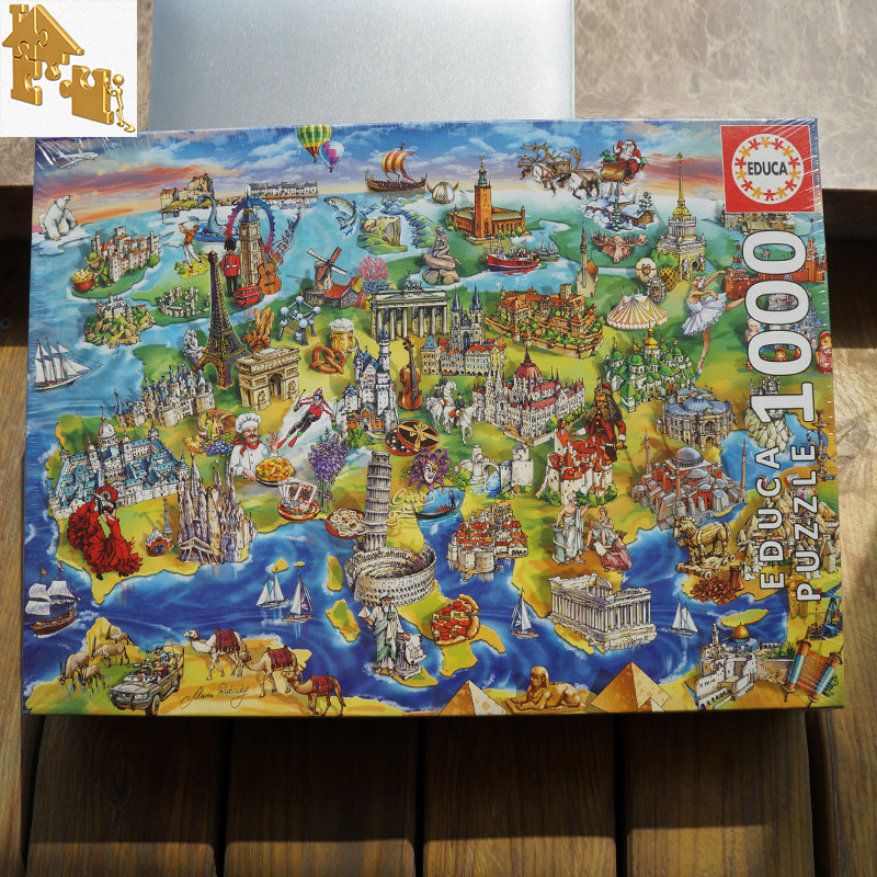 包邮educa进口动漫卡通益智创意成人拼图游戏1000片欧洲地图16752