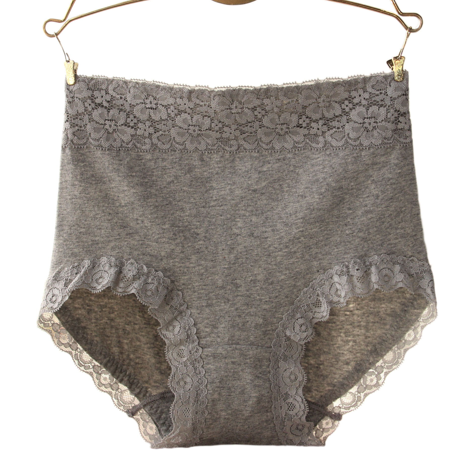 高腰内裤女纯棉裆全棉包臀收腹大码无痕蕾丝棉质面料女士三角裤头