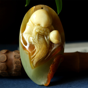 纯天然玉石 岫玉 老寿星 手把玩件 玉雕寿星 孤品 手把件 送老人