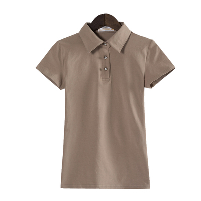 有带领子t恤女短袖翻领polo衫显瘦运动衫休闲上衣修身夏季韩版丅