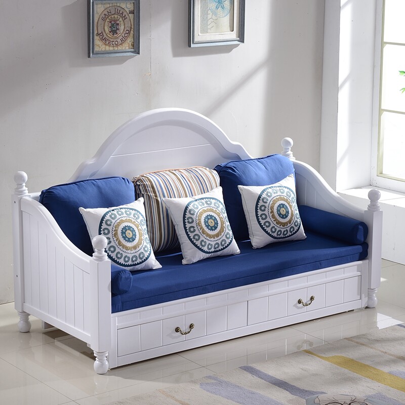 多功能实木沙发床两用可折叠三人欧式小户型客厅1.5米推拉床成人