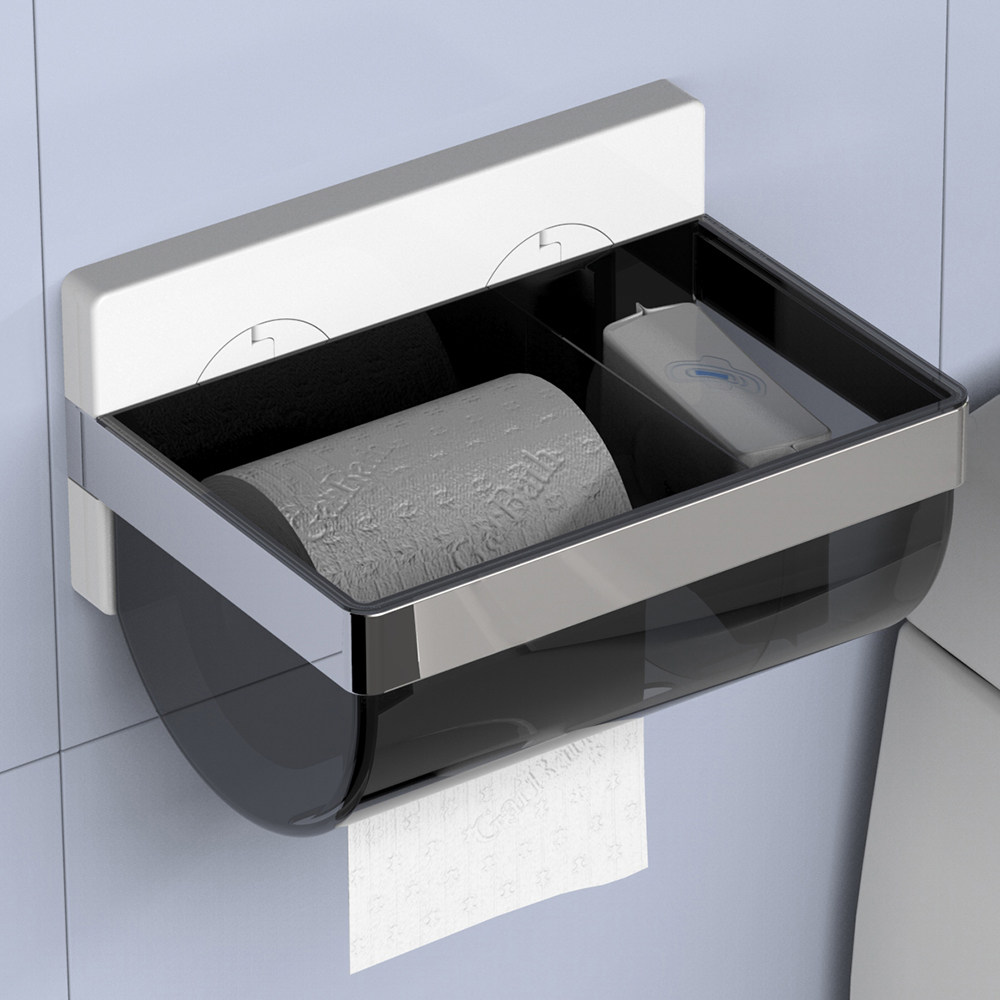 嘉宝吸盘卷纸盒纸巾筒卫生间纸巾盒免打孔置物架吸壁式厕所纸抽盒