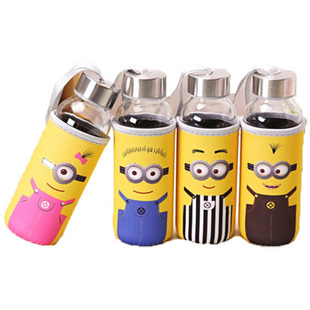 包邮卡通双层玻璃杯 小黄人大嘴猴杯 kt双层杯 创意卡通玻璃水杯