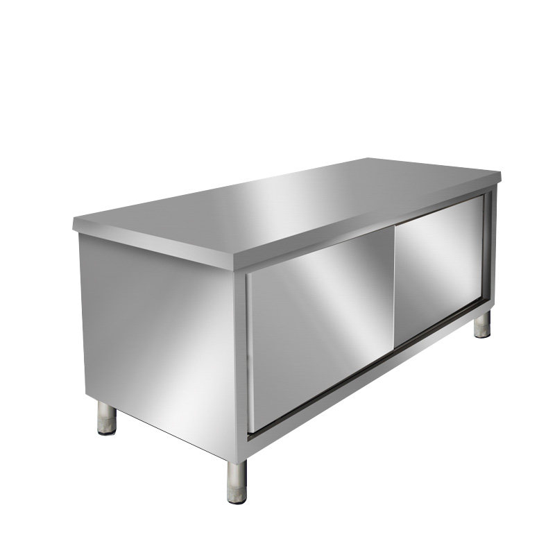 不锈钢拉门工作台操作台打荷台 厨房置物柜储物柜 商用奶茶店台面