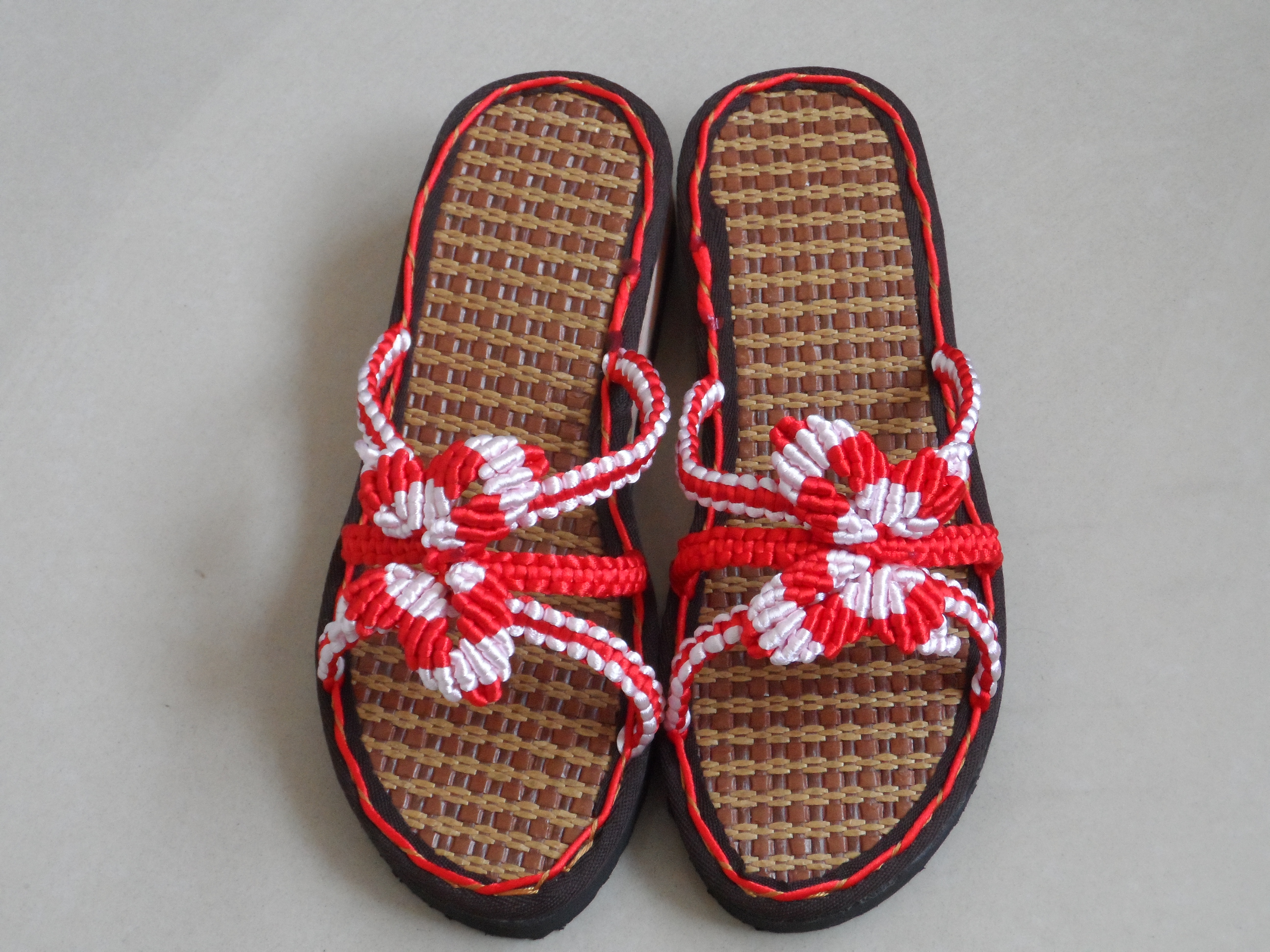 中国结五号线手工编织拖鞋彩色蝴蝶款孺子牛亚麻鞋底特价促销夏季