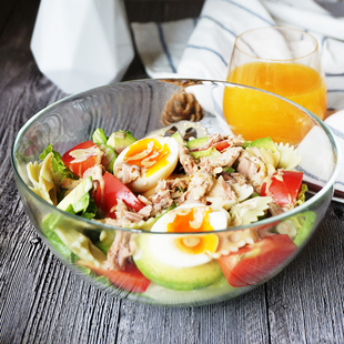 光面 宜家风格欧式纯光面圆形玻璃碗20cm自助酱料碗沙拉碗 满29包邮