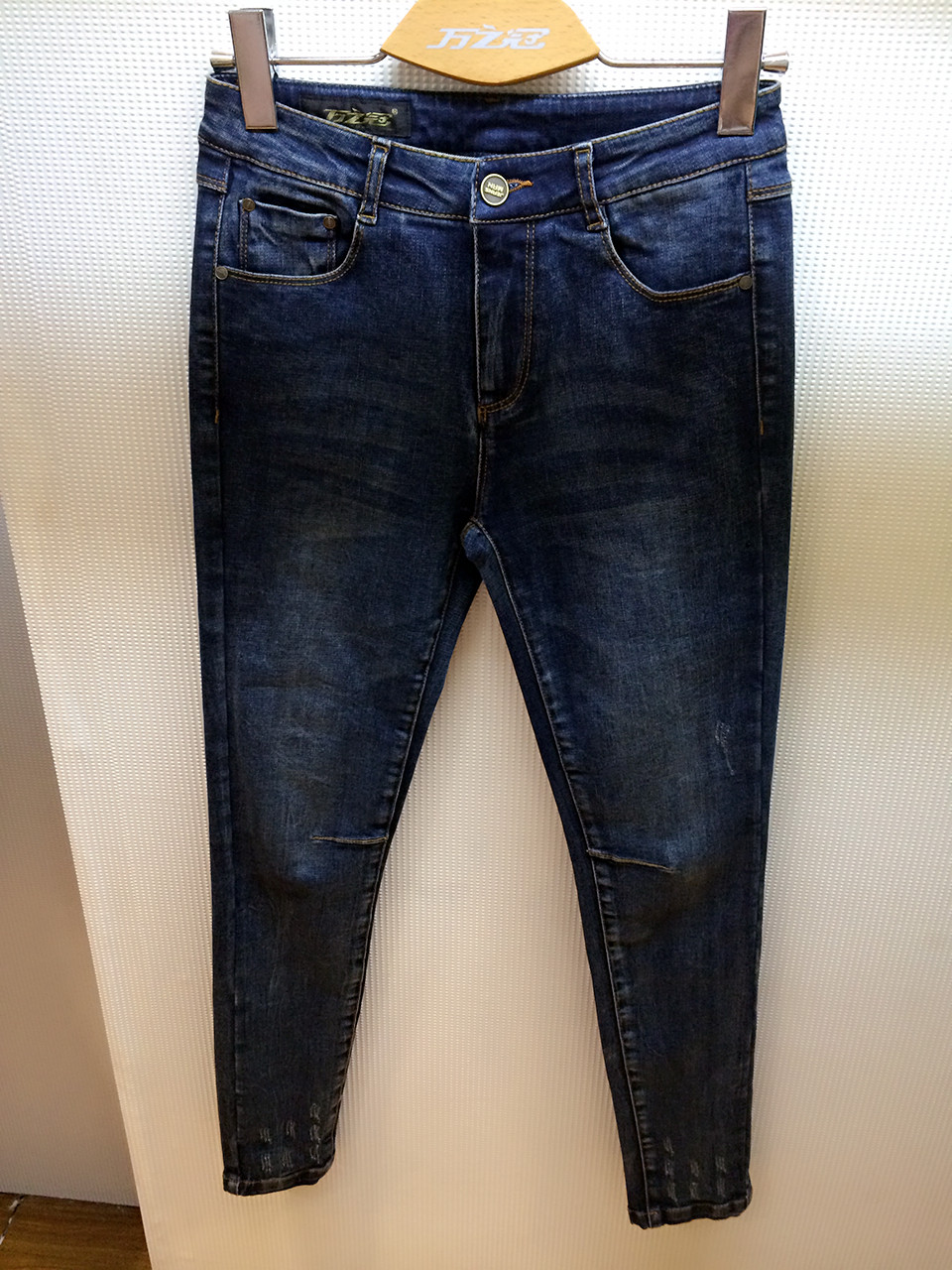 万之冠正品2016秋款秋装新品中腰九分铅笔裤牛仔裤提臀w863b151
