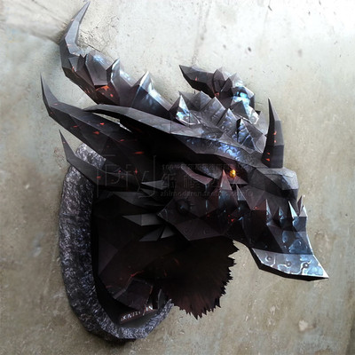 魔兽世界 死亡之翼头像 高65cm 3d纸模型diy墙壁挂饰手工玩具礼物