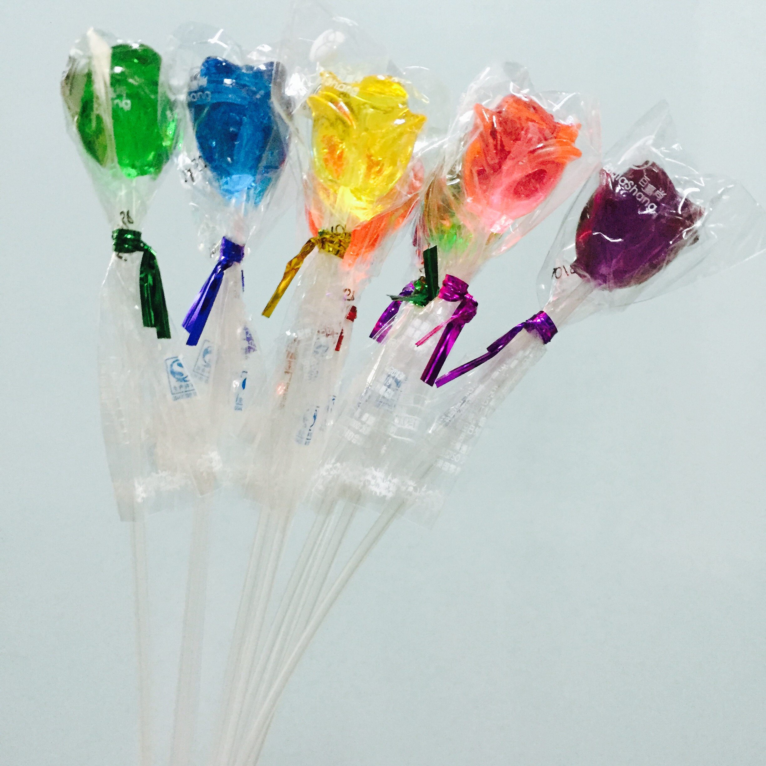 百嘉尚 长杆玫瑰花棒棒糖 可爱创意造型糖果 圣诞棒棒糖儿童可爱