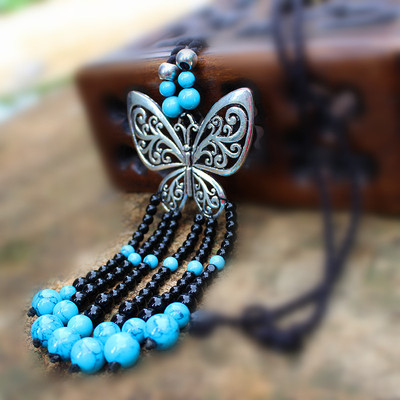 民族风手工毛衣链 女式吊坠中长款项链 复古首饰批发 原创设计