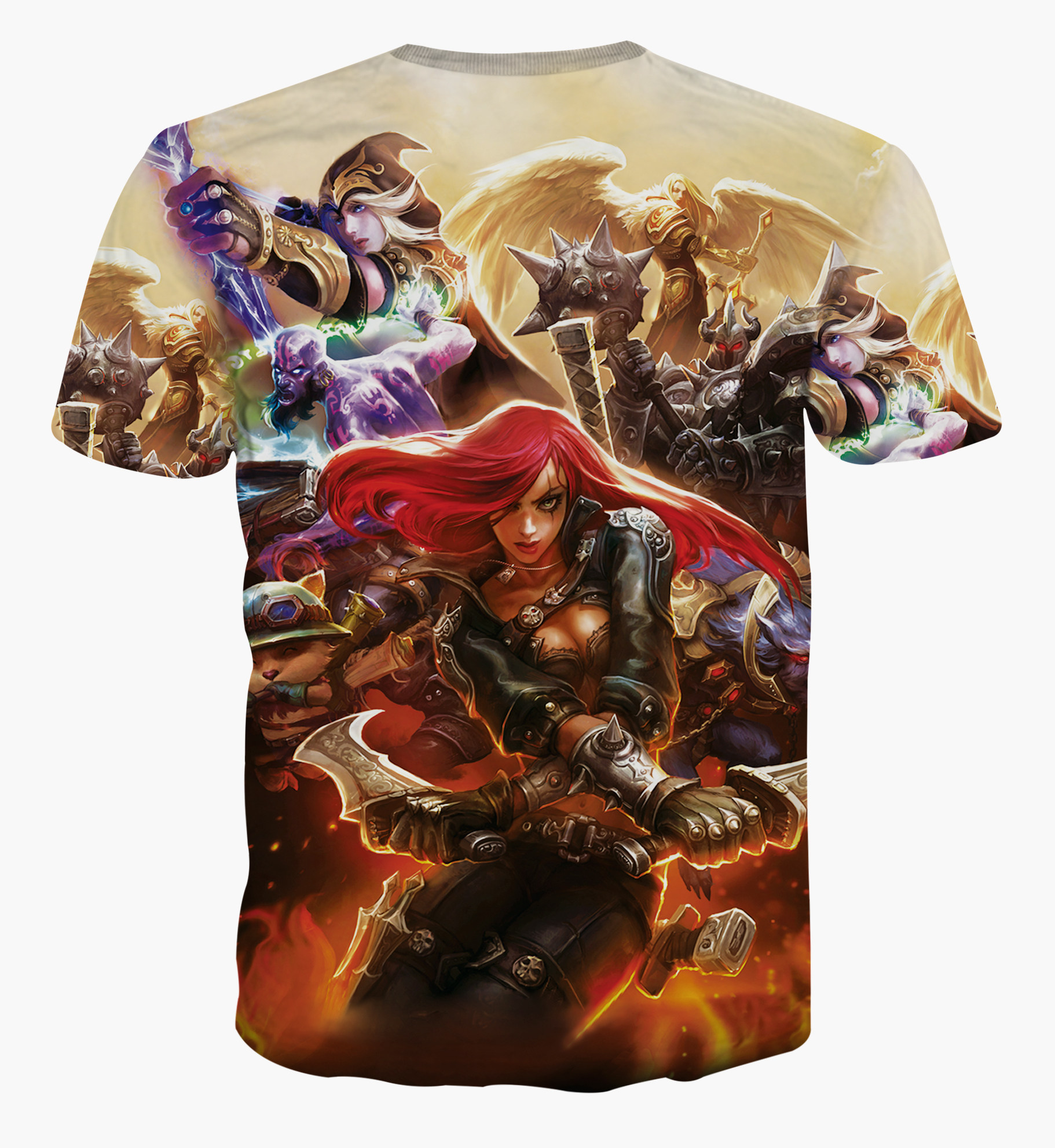 lol英雄联盟t恤男短袖半袖夏季卡通圆领衣服加肥加大码宽松体恤潮