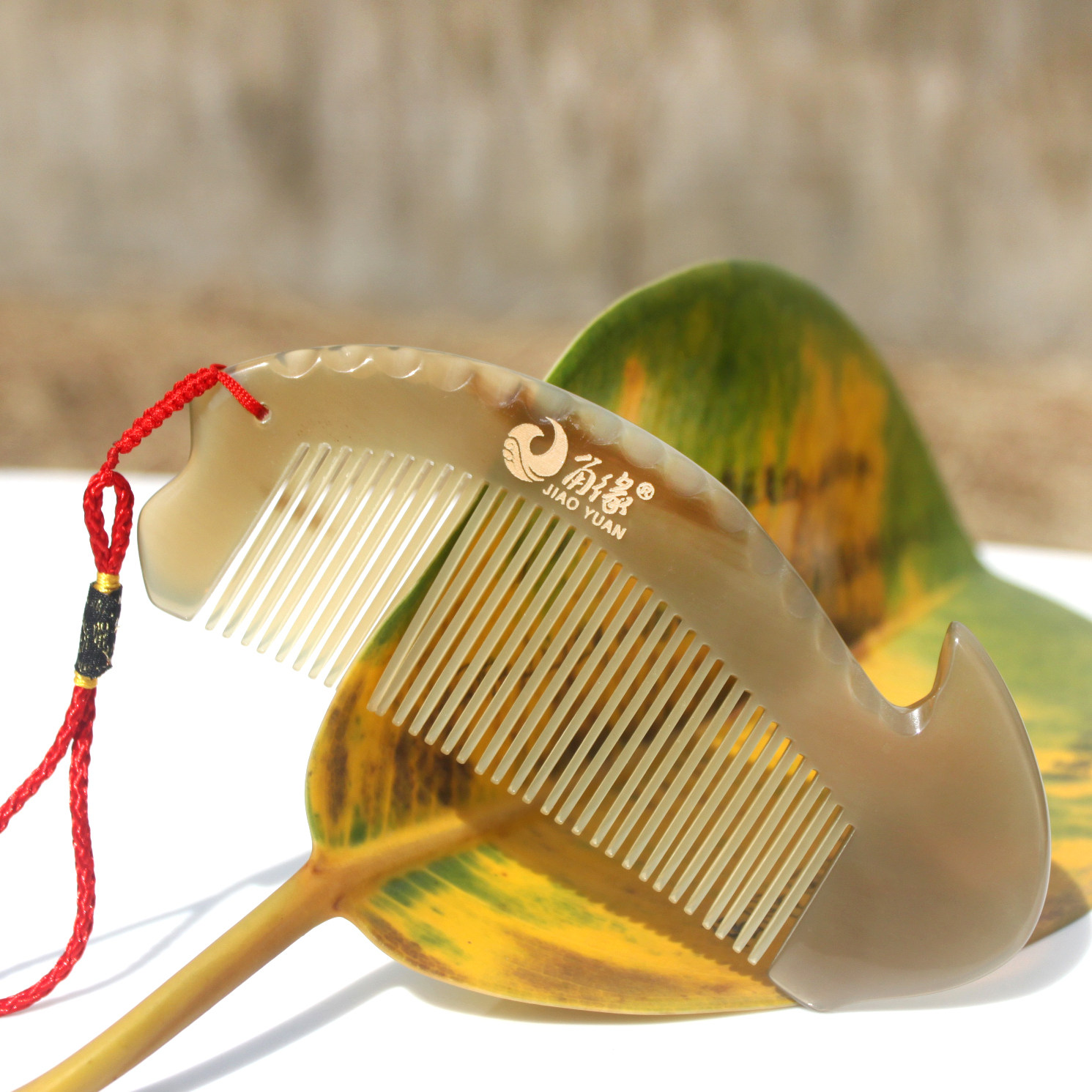 角缘正品 天然白水牛角梳 牛角梳子精致可爱护发节日礼物