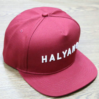 running man平沿帽子 gary狗哥 酒红色halyang平檐嘻哈棒球帽子