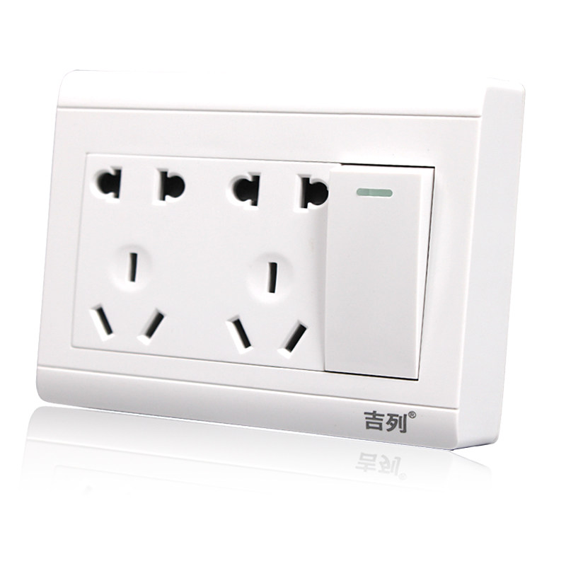 明装一开十孔插座家用开关插座面板超薄墙壁单开双控多五孔插座