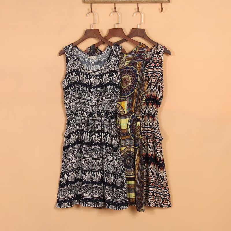 nazareth拿撒勒正品16夏季韩版新款无袖中长裙民族风连衣裙7066