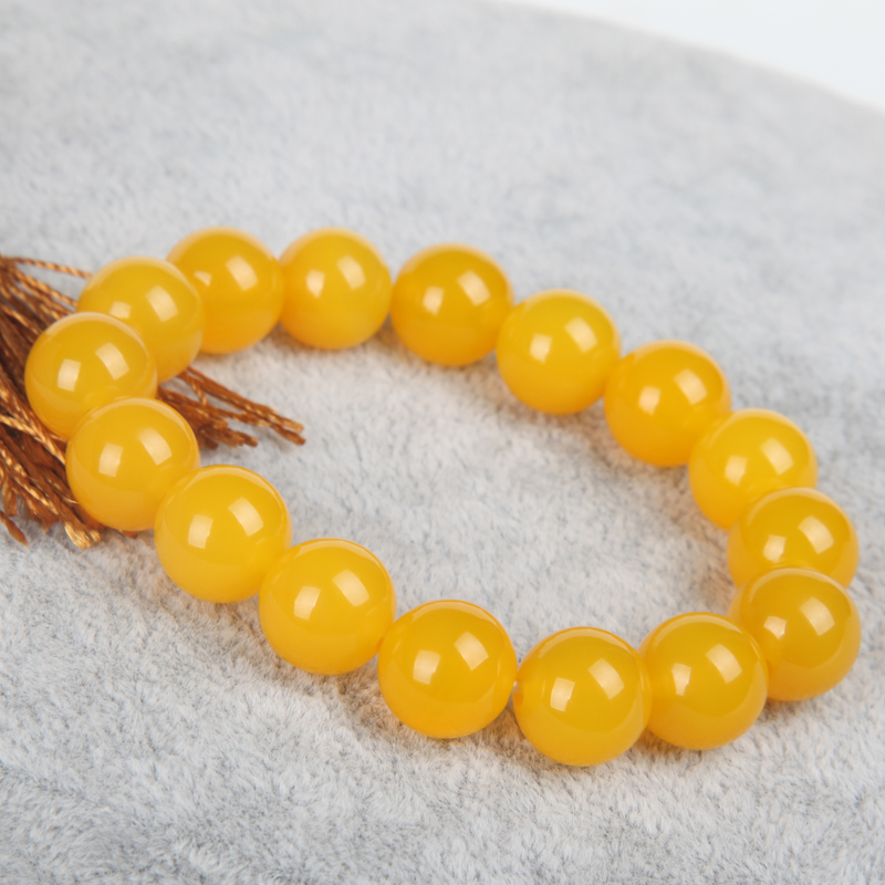 御宝琳天然黄玉髓手链女款黄金玉手串情侣男款单圈a货玉石玉器