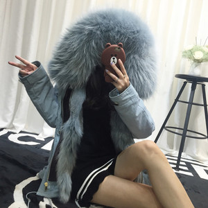 来自星星的你周冬雨同款派克服大衣女狐狸毛内胆皮草外套中长风衣