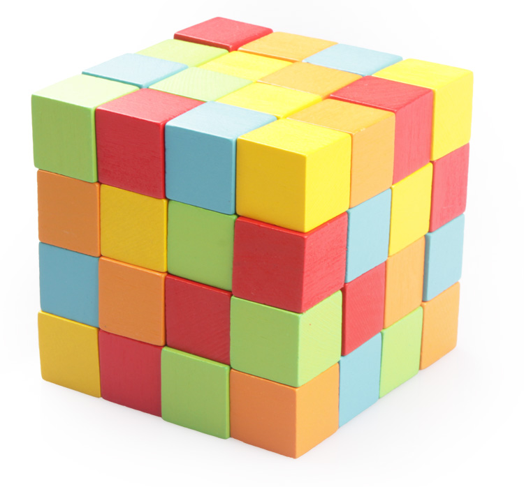 可以啃的100粒彩色正方体积木教具环保木制方块搭建空间思维2cm