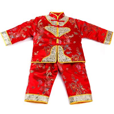 新款 高级手工儿童唐装 男女宝宝唐装棉衣套装古装新年装 冬季厚
