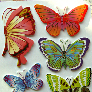 海绵lp07精美蝴蝶纸质海绵贴纸 春节礼物 韩版粘粘纸