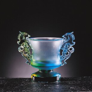 夏氏琉璃摆件 婚庆生日名家礼品 古法明清古典龙凤双杯 精美怀古