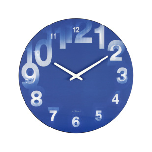 nextime立时天圆形蓝色创意简约欧式现代个性时尚挂钟电子钟时钟