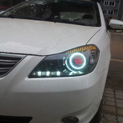 比亚迪g3/g3r天使眼大灯/led日行灯/改装q5双光透镜氙气灯/射灯