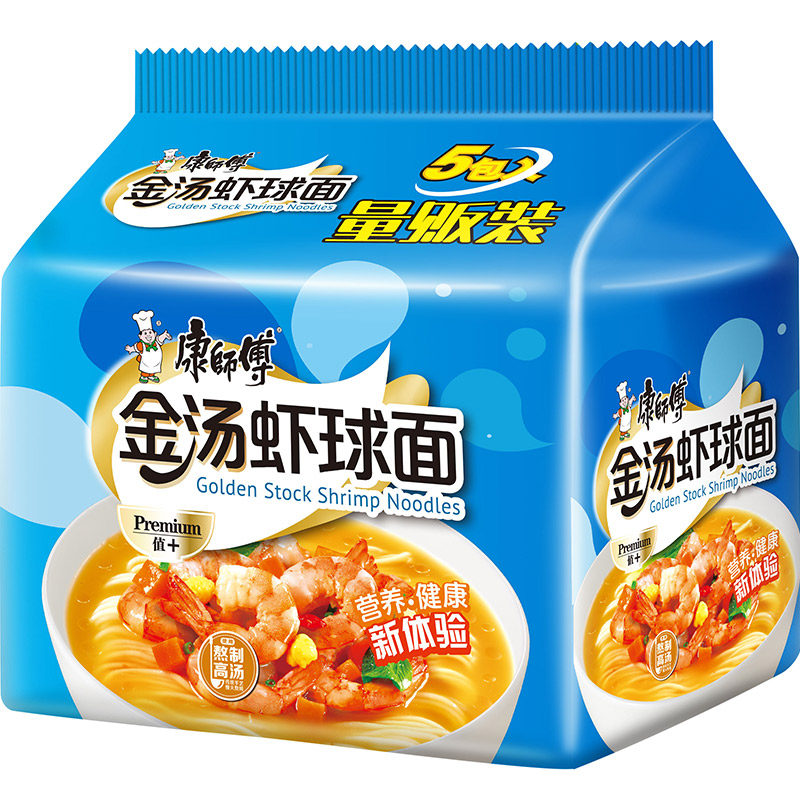 【天猫超市】康师傅 熬制高汤金汤虾球面 112g/桶 方便面泡面