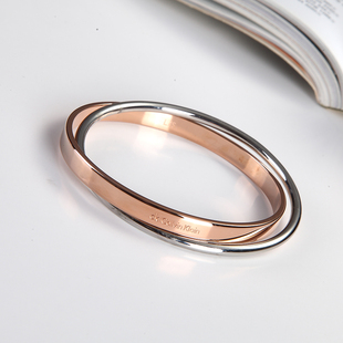 ck手镯calvin klein双环手镯情侣款钛钢手环男女手镯玫瑰金kj63子