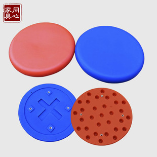 厂家直销批发中空吹塑圆凳面蓝橘红塑料圆凳面食堂快餐桌配件