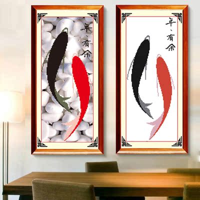 蒙娜丽莎十字绣年年有余鱼十字绣鱼福字简单新款客厅小画喜庆系列