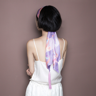 the beast/野兽派 经典鹦鹉流苏窄巾 夏季真丝围脖丝巾 时髦饰品