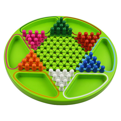 大号木制圆盘精品六角跳棋 亲子儿童益智类桌面游戏 成人棋类玩具