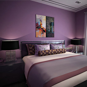 amj紫色壁纸卧室婚房 浪漫紫无纺布墙纸加厚素色薰衣草背景墙北欧