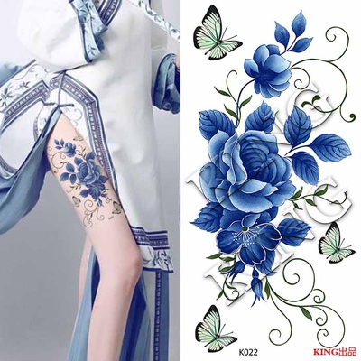 king纹身贴 防水女持久 青花瓷 蝴蝶性感 臂贴影楼写真纹身贴纸