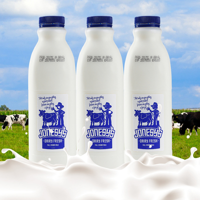 jonesys乔西牧场巴氏杀菌全脂鲜奶 澳洲原装进口纯牛奶 1l*3瓶