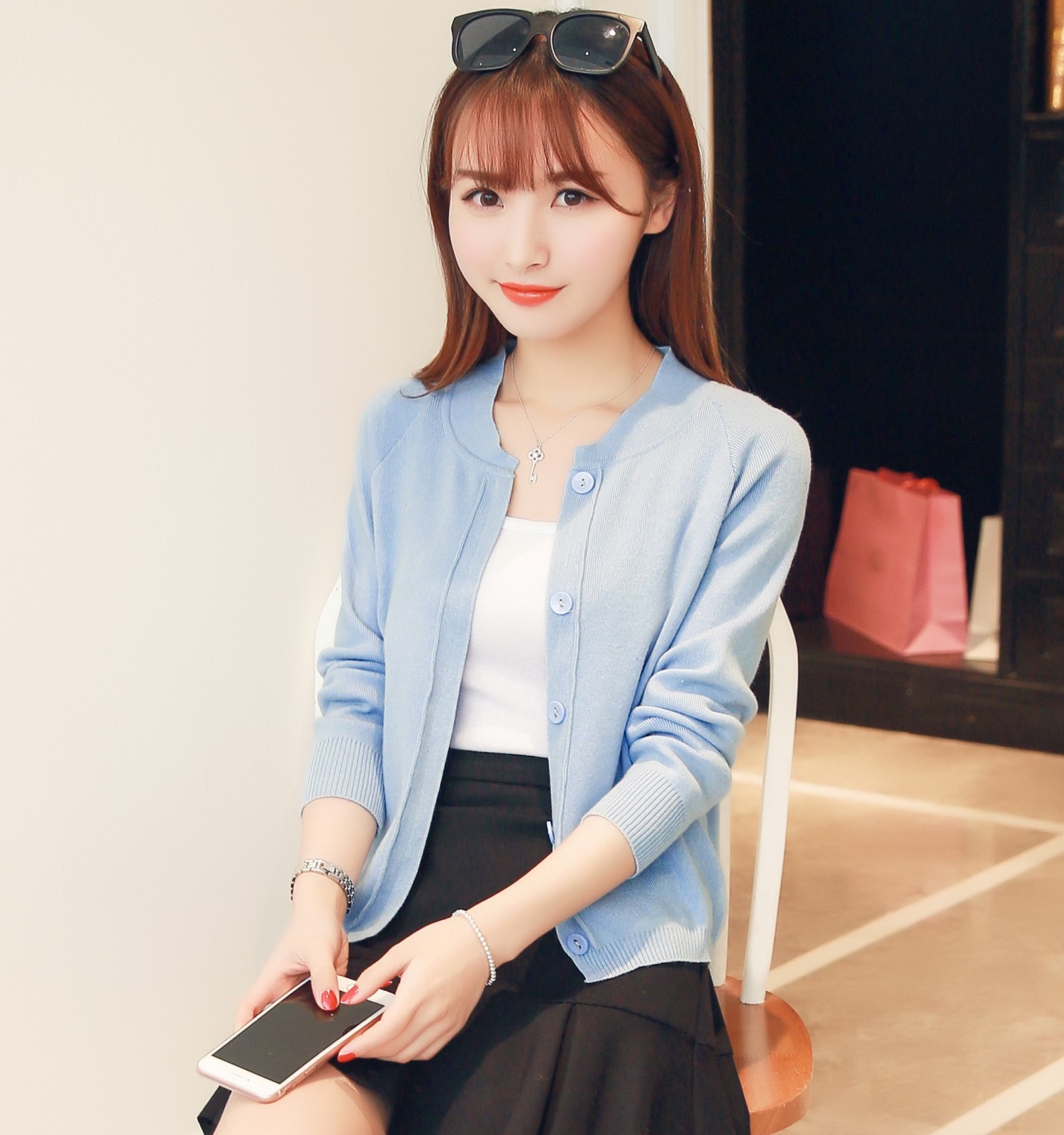 2016新款韩版女装镂空百搭针织外搭披肩小外套短款薄开衫