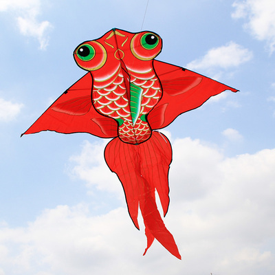 烫金金鱼风筝 金鳞溢彩鱼风筝 潍坊风筝 赠品多多 风筝包邮