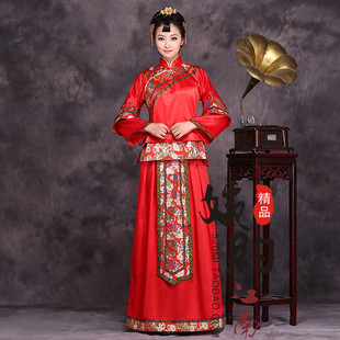 旗袍中式婚禮結婚禮服紅色新娘嫁衣敬酒服 女古裝秀禾服裝復古改良