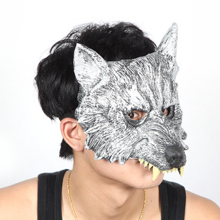 狼人动物 光速六一新款黑色儿童节表演酒吧化妆舞会环保狼头面具