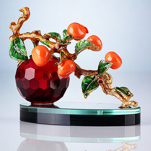 水晶桔子汽车摆件车载香水 汽车香水座装饰用品车内饰品车饰 摆件