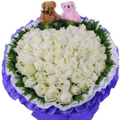 生日鲜花速递全国送花 广州鲜花北京鲜花上海 白玫瑰花玫瑰花束